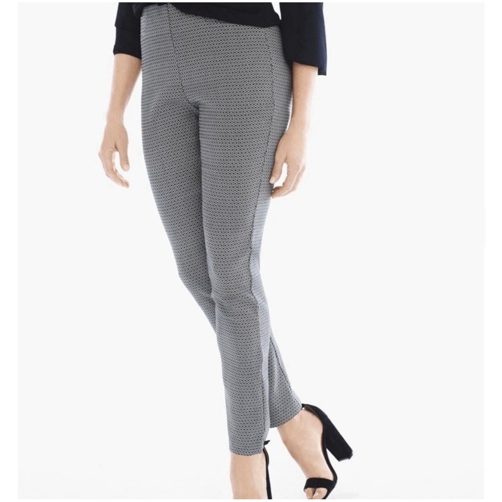 Chico's So Slimming Black White Geometric Print Pants Women's 3 Petite Ankle 16